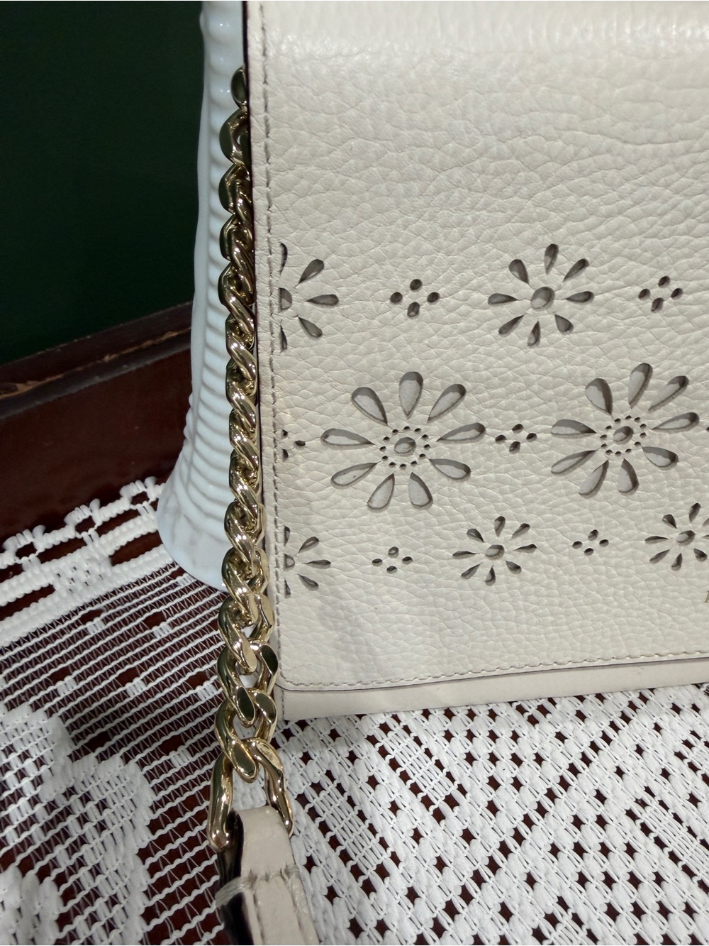 Kate Spade Floral Laser-Cut Crossbody with Gold Chain Accent - Picture 2 of 12